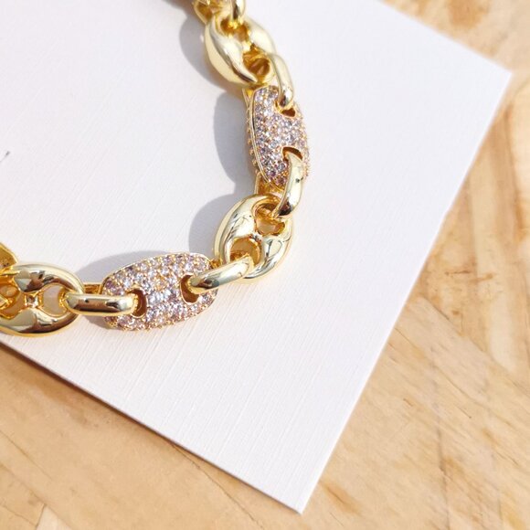 NEW Kendra Scott Bailey White CZ Pave Chain Bracelet Gold - Picture 2 of 4